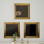 Hanah Home Juego de 3 Espejos Decorativos 'Otto - Gold' con Marco Dorado Brillante de MDF, 40x40x3 cm